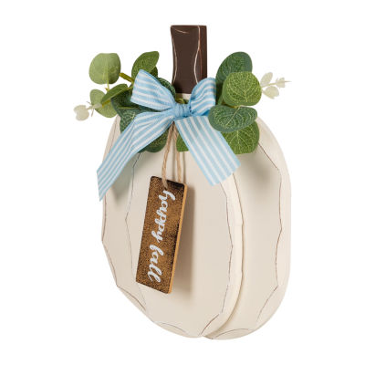 Northlight 9" Beige Happy Fall Wooden Pumpkin Harvest Thanksgiving Tabletop Decor
