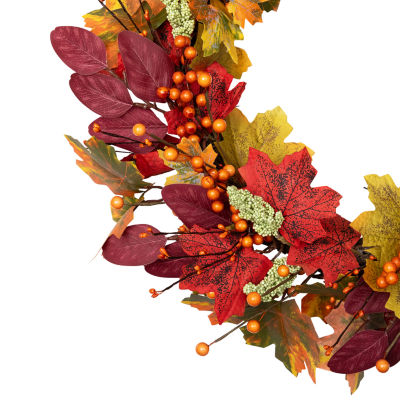 Northlight 2oin Leaves And Berries Unlit Wreath