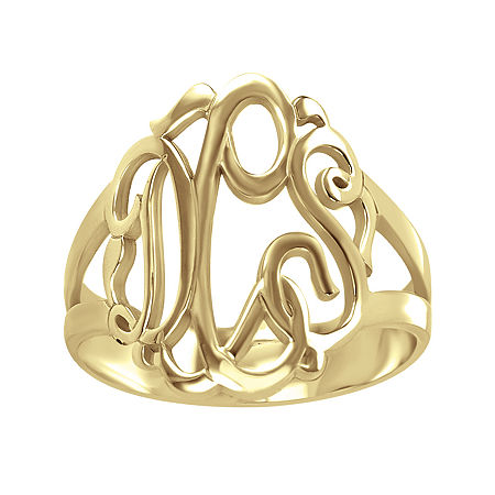 Personalized 14K Gold Over Sterling Silver Monogram Ring, 5, Yellow