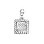 Tru Miracle Womens Genuine White Diamond 10K White Gold Square Pendant Necklace
