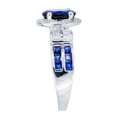 Womens Lab Created Sapphire Sterling Silver Cocktail Ring