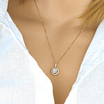 Womens 1/2 CT. T.W. Genuine White Diamond 14K Two Tone Gold Round Pendant Necklace
