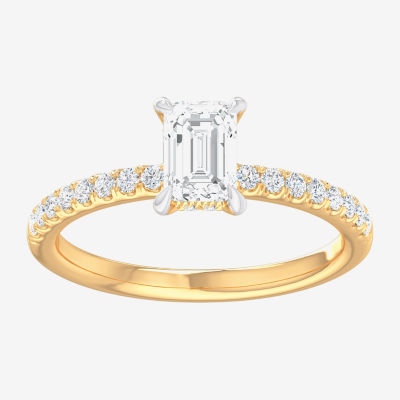 (G-H /  Si1-Si2) Womens 1 CT. T.W. Lab Grown White Diamond 10K Gold Side Stone Engagement Ring