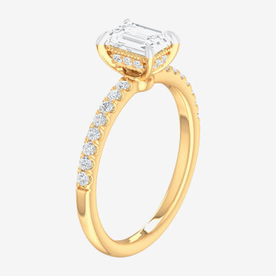 G-H / Si1-Si2) Womens 1 CT. T.W. Lab Grown White Diamond 10K Gold Side Stone Engagement Ring