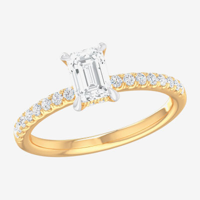 G-H / Si1-Si2) Womens 1 CT. T.W. Lab Grown White Diamond 10K Gold Side Stone Engagement Ring