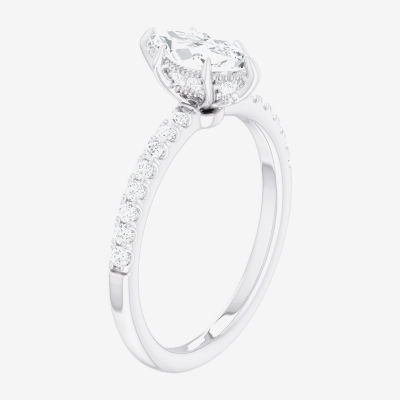 G-H / Si1-Si2) Womens 1 CT. T.W. Lab Grown White Diamond 10K Gold Marquise Side Stone Engagement Ring