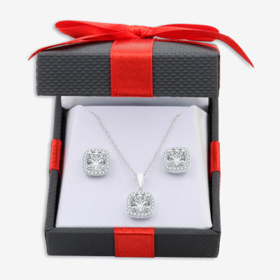 Yes, Please! Womens Lab Created White Sapphire Sterling Silver Cushion 2-pc. Jewelry Set
