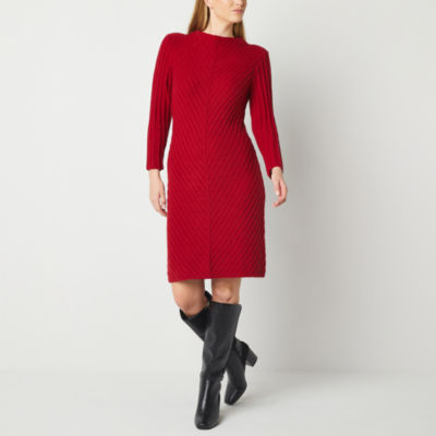 Studio 1 3/4 Sleeve Cable Knit Sweater Dress
