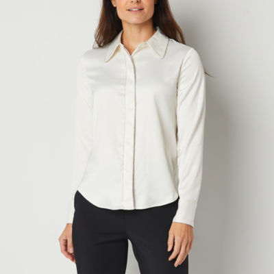 Worthington Womens Long Sleeve Regular Fit Button-Down Shirt