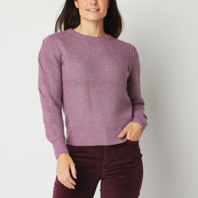 Women's Crewneck Pullover Sweater - (Purple, Large)