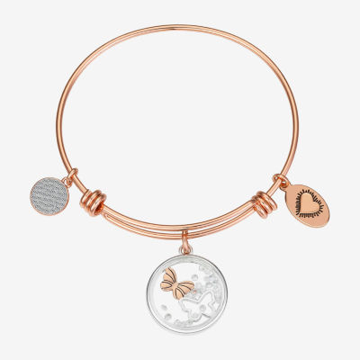 Footnotes Mother And Daughter Stainless Steel Butterfly Bangle Bracelet