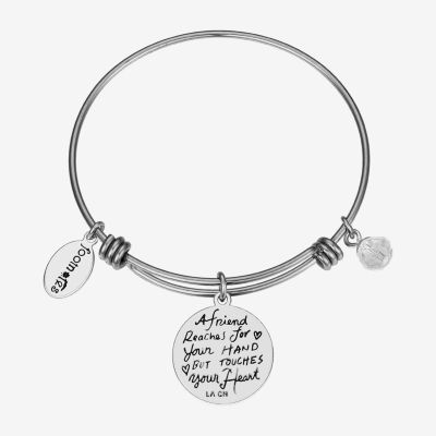 Footnotes Friend Stainless Steel Round Bangle Bracelet