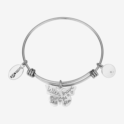 Footnotes Stainless Steel Solid Butterfly Bangle Bracelet