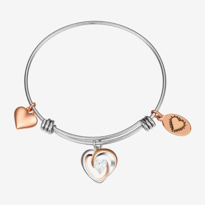Footnotes Grandma Stainless Steel Solid Heart Bangle Bracelet