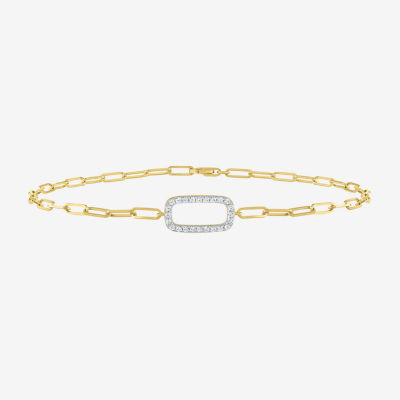 Diamond Addiction 1/10 Ct.T.W. Diamond 10K Gold 8 1/2 Inch Paperclip Chain Bracelet