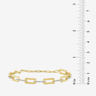 Diamond Addiction 1/4 Ct.T.W. Diamond 14K Gold Over Silver 8 Inch Solid Paperclip Chain Bracelet