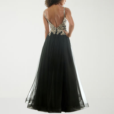 B. Smart Womens Juniors Sleeveless Embellished Embroidered Ball Gown