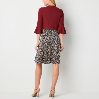 Perceptions Womens Petite Floral Jacket Dress