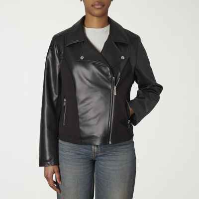 Nicole Miller Womens Leather Lined Midweight Jacket