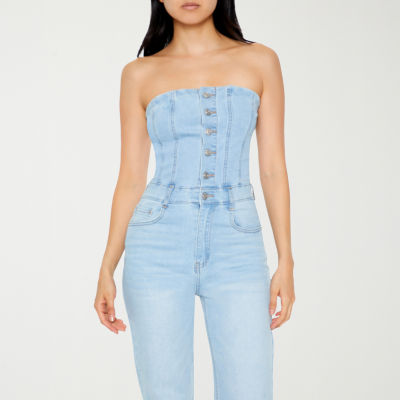 Forever 21 Denim Womens Sleeveless Jumpsuit-Juniors