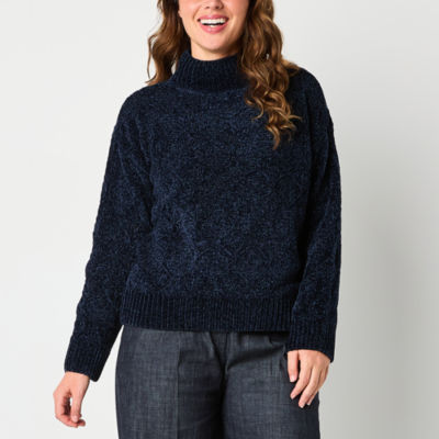 Liz Claiborne Womens Mock Neck Long Sleeve Pullover Sweater