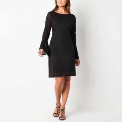 Perceptions Womens Long Bell Sleeve Lace Sheath Dress