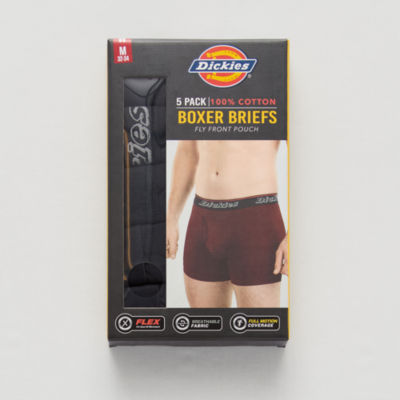 Dickies Cotton Mens 5 Pack Boxer Briefs