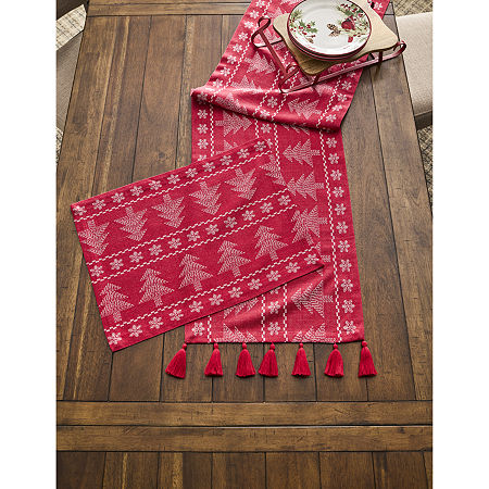 North Pole Trading Co. Nordic Christmas Table Runners, One Size, Red