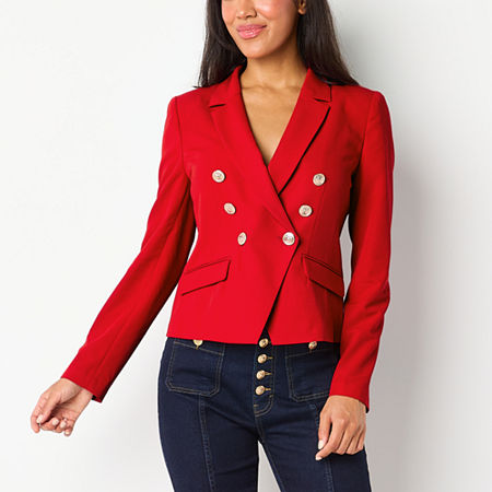 Bold Elements Womens Regular Fit Double Breasted Blazer, 2 Petite, Red