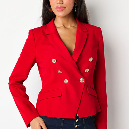 Bold Elements Womens Regular Fit Double Breasted Blazer, 2 Petite, Red