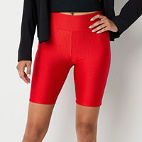 Xersion Womens Shine Rib Quick Dry Bike Short, Large, Red