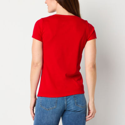 St. John's Bay Womens Crew Neck Short Sleeve T-Shirt