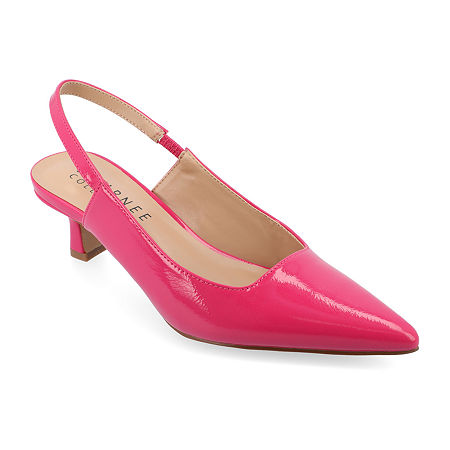 Journee Collection Womens Paulina Pointed Closed Toe Spool Heel Pumps, 7 Medium, Pink
