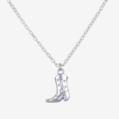 Bijoux Bar Delicates Silver Tone Boots 16 Inch Link Pendant Necklace