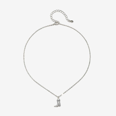 Bijoux Bar Delicates Silver Tone Boots Womens 16 Inch Pendant Necklace