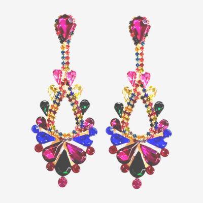 Bijoux Bar Gold Tone Multi Crystal Chandelier Earrings