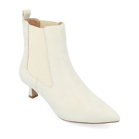 Journee Collection Womens Tenlee Kitten Heel Booties, 7 Wide, White