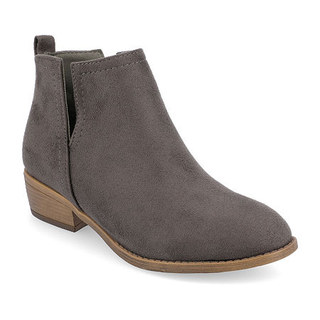 Journee Collection Womens Rimi Block Heel Booties, 7 Medium, Gray