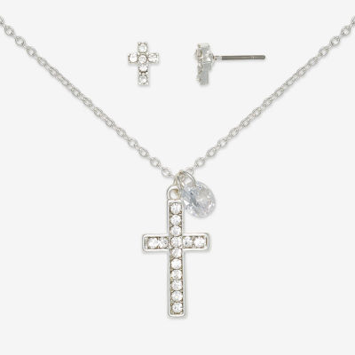 Mixit Necklace & Stud Earring 2-pc. Cross Jewelry Set