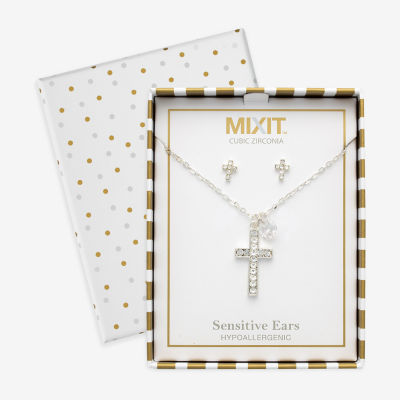 Mixit Necklace & Stud Earring 2-pc. Cross Jewelry Set