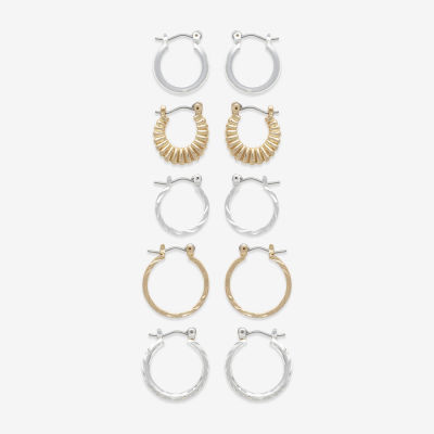 Mixit Hypoallergenic Huggie And Hoop 5 Pair Earring Set