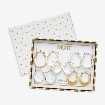 Mixit Hypoallergenic Huggie And Hoop 5 Pair Earring Set