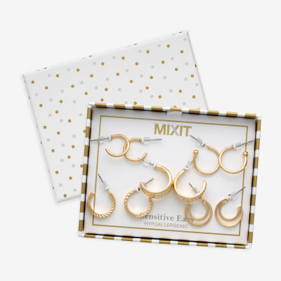 Mixit Hypoallergenic Huggie And Hoop 5 Pair Earring Set