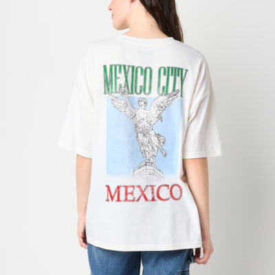 Ripple Junction Mexico City Oversized Tee Womens Juniors Crew Neck Short Sleeve Regular Fit Graphic T-Shirt