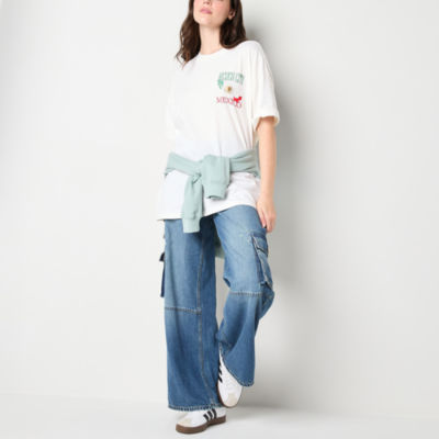 Ripple Junction Mexico City Oversized Tee Womens Juniors Crew Neck Short Sleeve Regular Fit Graphic T-Shirt