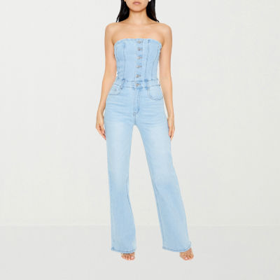 Forever 21 Denim Womens Sleeveless Jumpsuit-Juniors