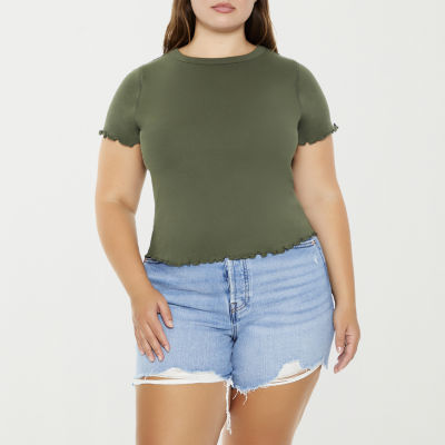 Forever 21 Lettuce Hem Baby Tee Womens Juniors Plus Crew Neck Short Sleeve T-Shirt