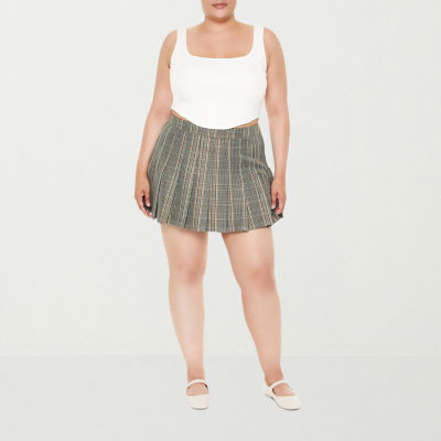 Forever 21 Plaid Skort Womens High Rise Pleated Skirt Juniors Plus