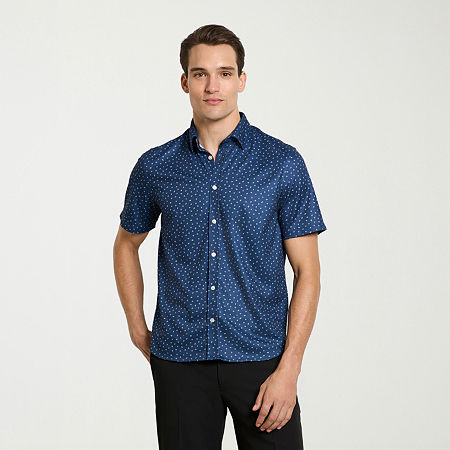 Van Heusen Performance Mens Short Sleeve Slim Fit Button-Down Shirt, X-large, Blue