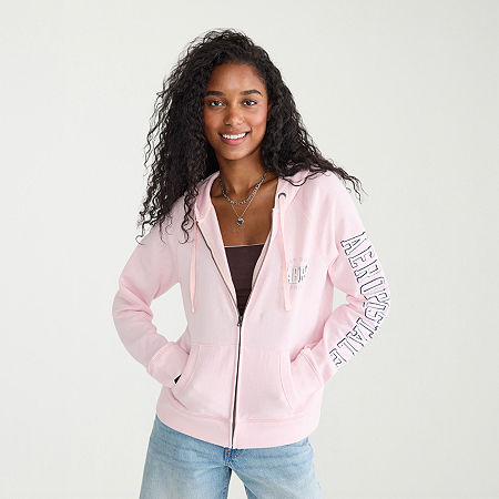 Aéropostale Womens Long Sleeve Fleece Zipper Hoodie In Pink